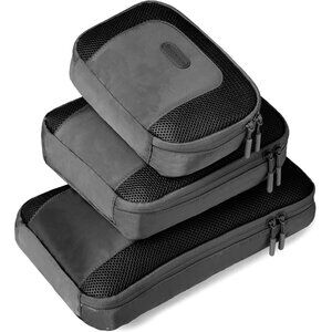 Travelon Packing Intelligence, Never Lost Set of 3 Packing Cubes NWT Black